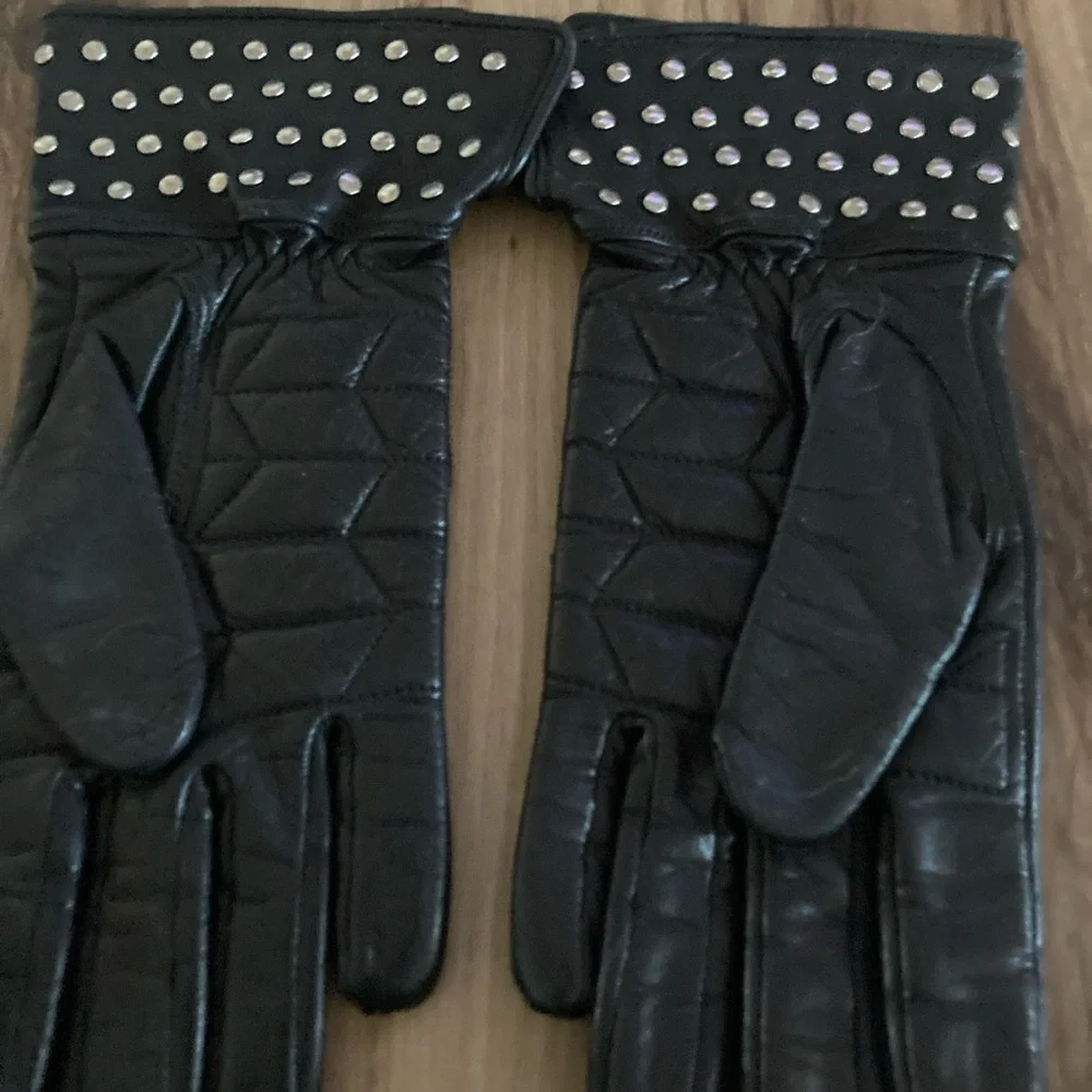 Harley Davidson Womens Black Leather Beaded Gloves XS